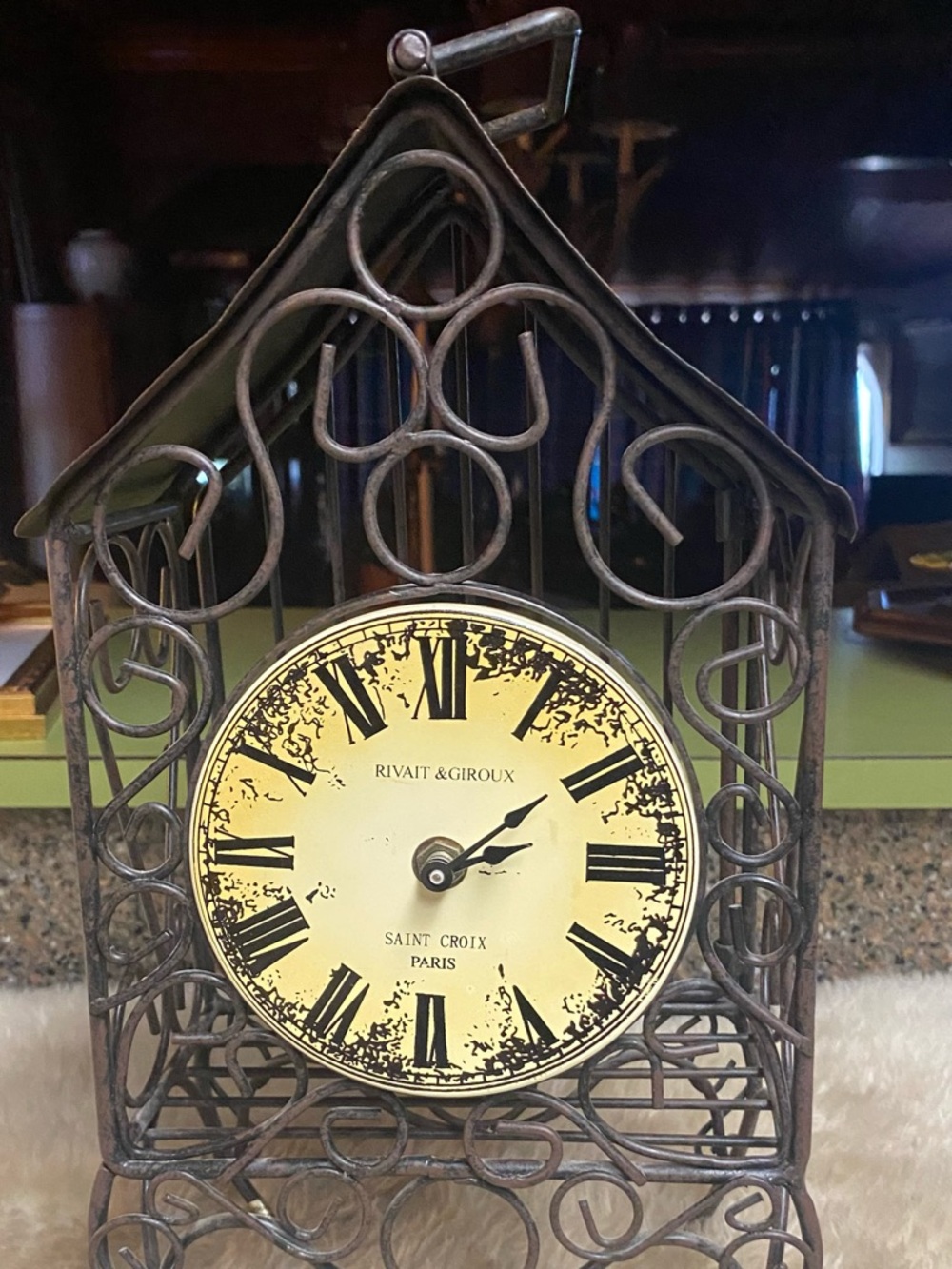 Rivait & Giroux Yellow Vintage-Style Mantle Clock
